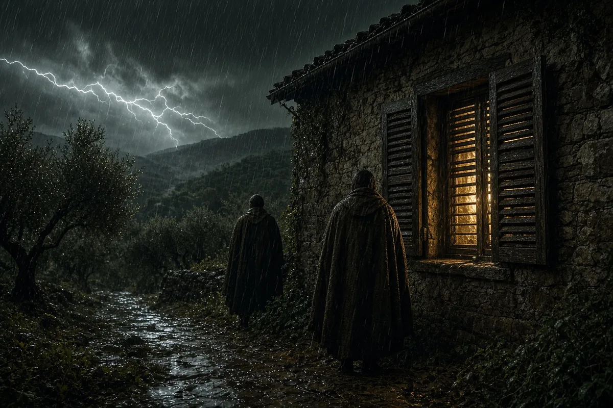 A sudden storm arose in direct response to the prayer, preventing departure.