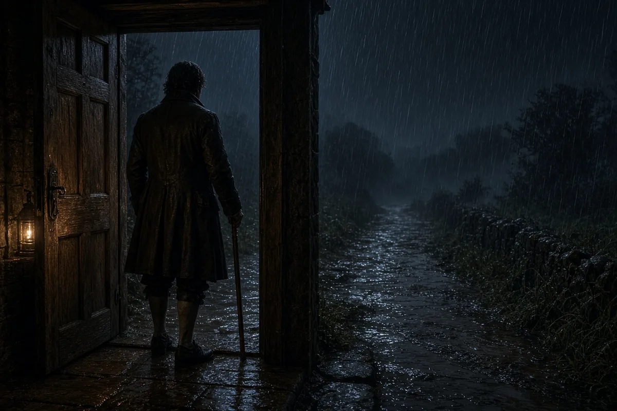Benedict tried to leave for his monastery but found travel impossible due to the storm.