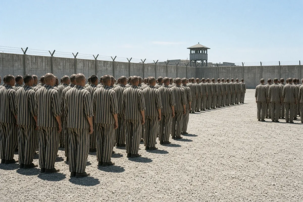 After a prisoner escaped Auschwitz in July 1941, the camp forced the entire block to stand for hours at roll call as punishment.