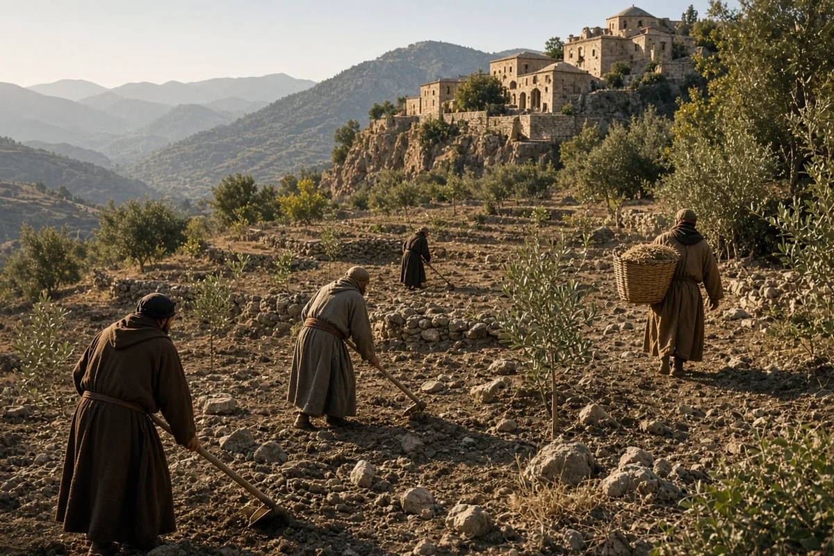 Manual work in the fields and gardens formed an essential part of the balanced life outlined in Benedict’s Rule.