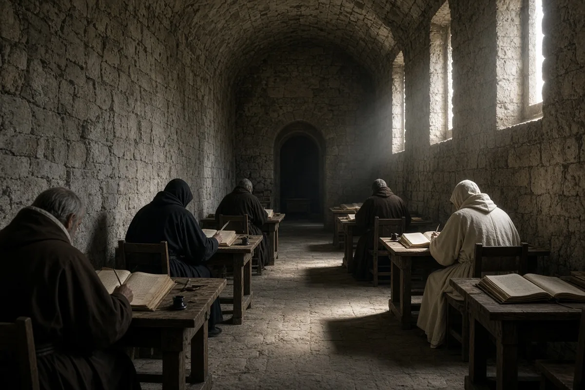 The monastic routine at Monte Cassino preserved classical texts and learning through the turbulent years of the sixth century.
