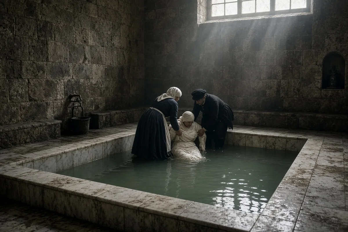 Sister Marie-Françoise was immersed in the Lourdes baths as part of the traditional ritual.