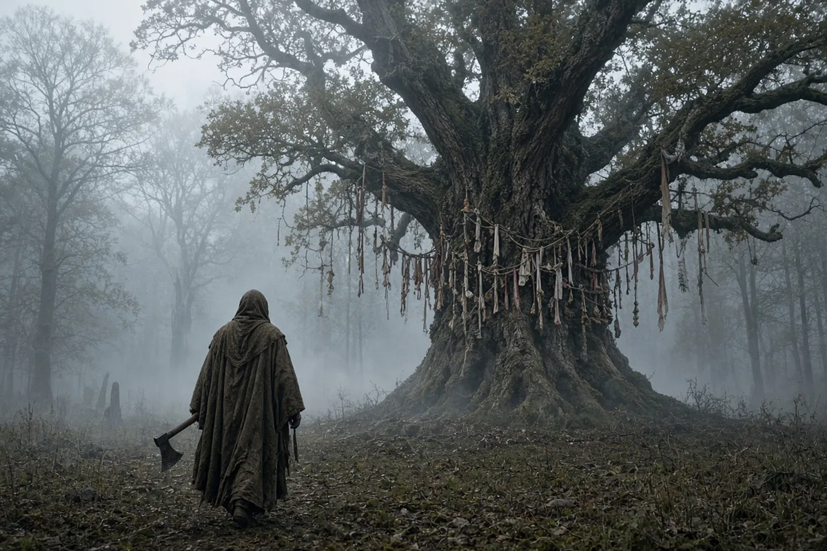 St. Boniface arrived at the sacred oak to challenge pagan worship in Hesse.
