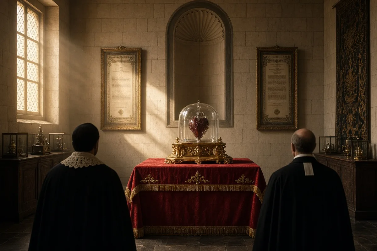 The preserved heart has been publicly venerated with supporting medical and ecclesiastical records.