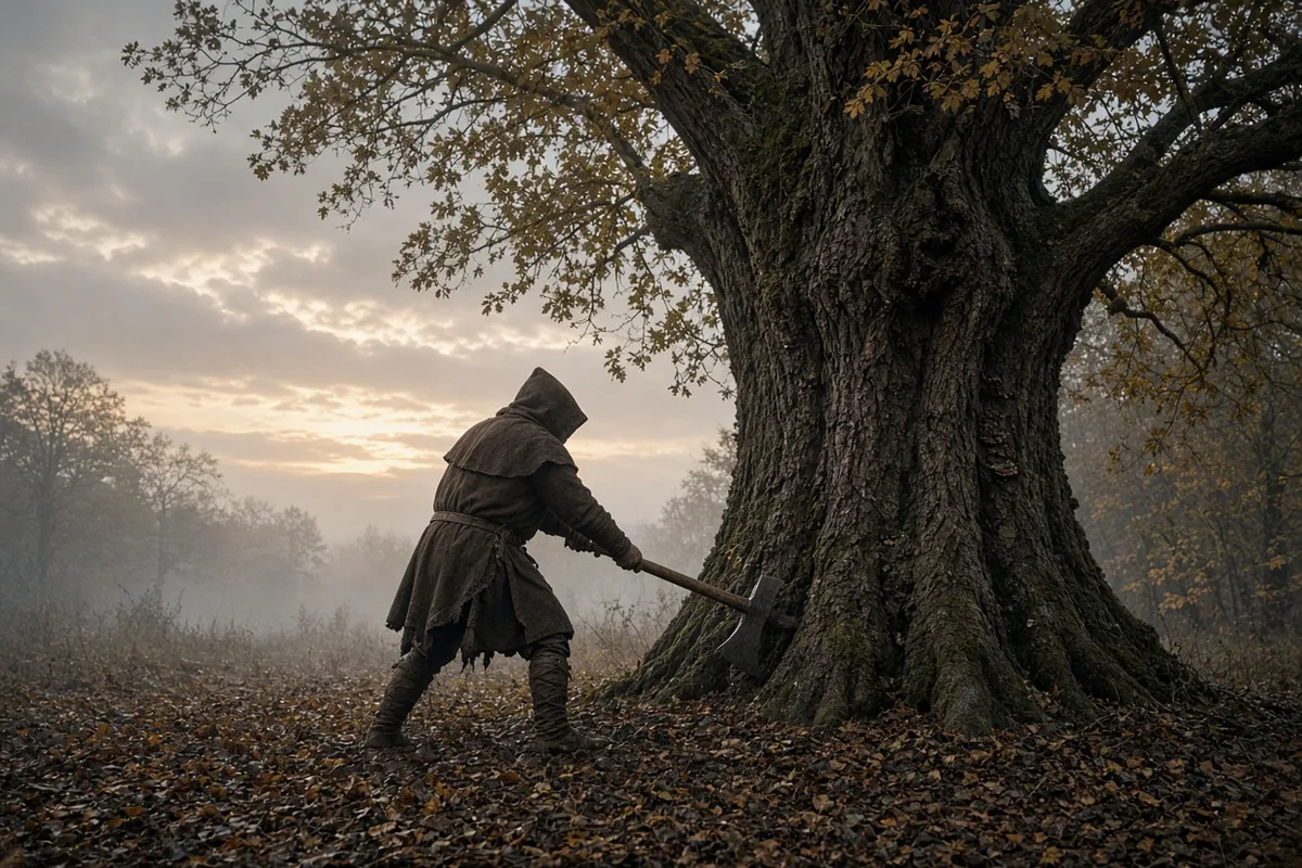 In 723, Boniface approached the oak of Donar at Geismar to demonstrate the Christian God’s power.