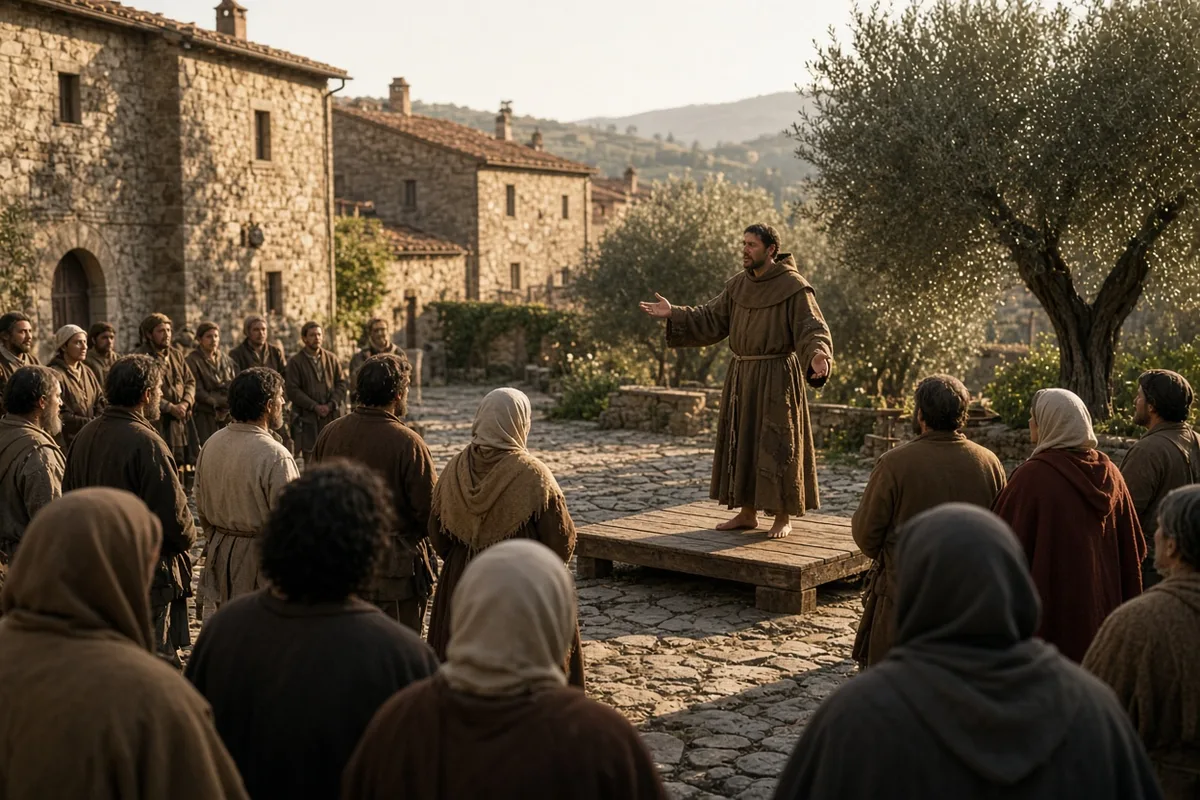 Francis of Assisi preached messages of peace and care for creation before departing for Mount La Verna.