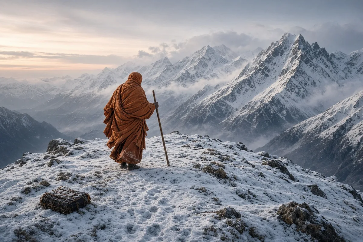 Sadhu Sundar Singh crossed high Himalayan passes through deep snow during his 1904 preaching journeys.