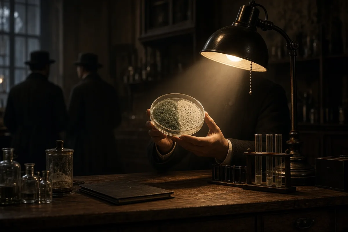 Fleming noted the mold's ability to dissolve surrounding bacteria in the dish.