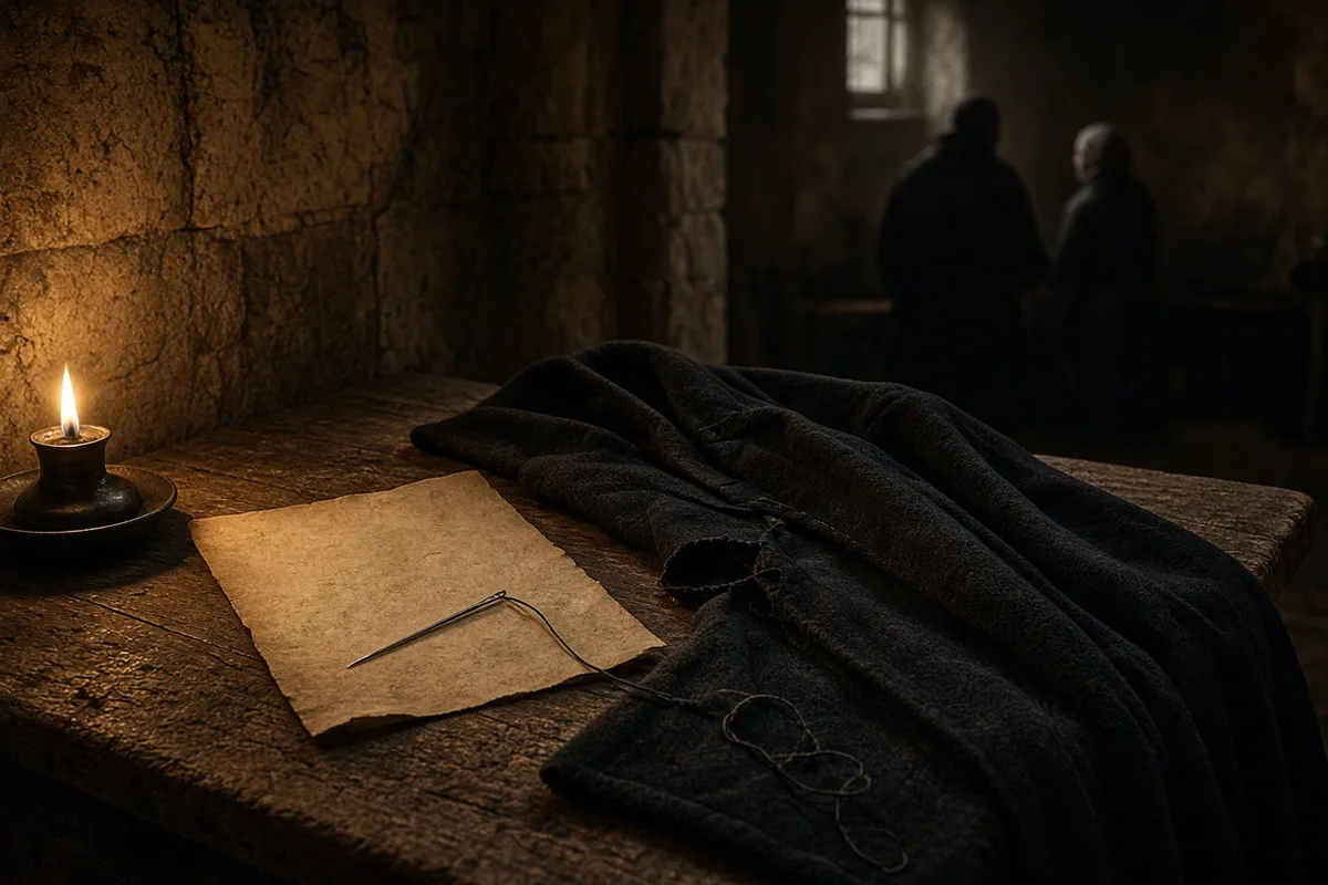 The parchment was sewn into the lining of Pascal's coat so he could carry the testimony with him at all times.
