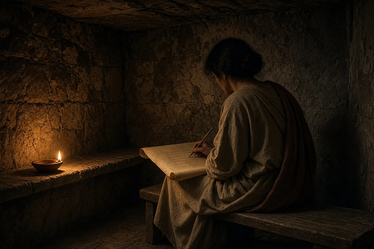 Perpetua recorded her experiences in a prison diary while awaiting trial in Carthage in 203 AD.