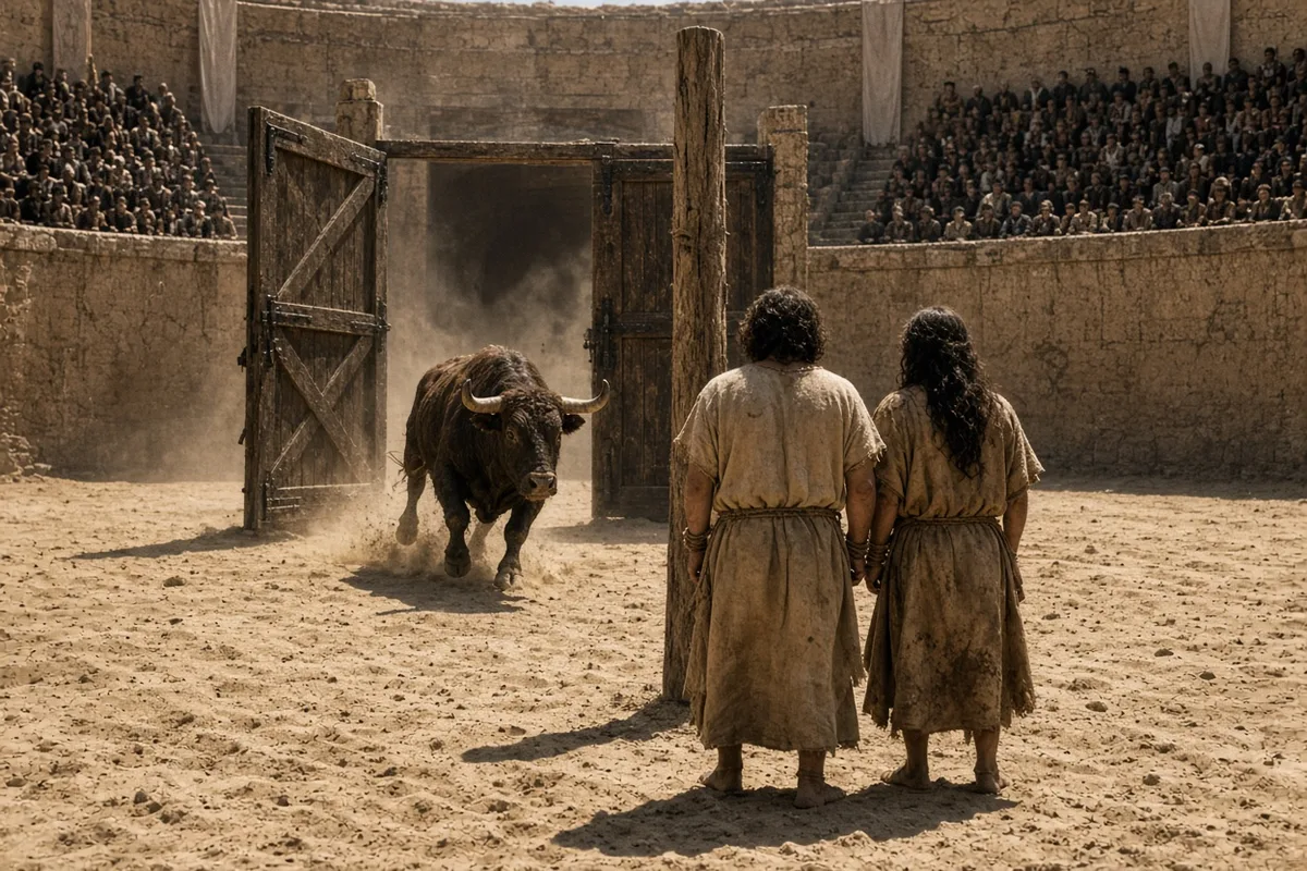 The martyrs were mauled by a wild cow during their time in the Carthage arena.