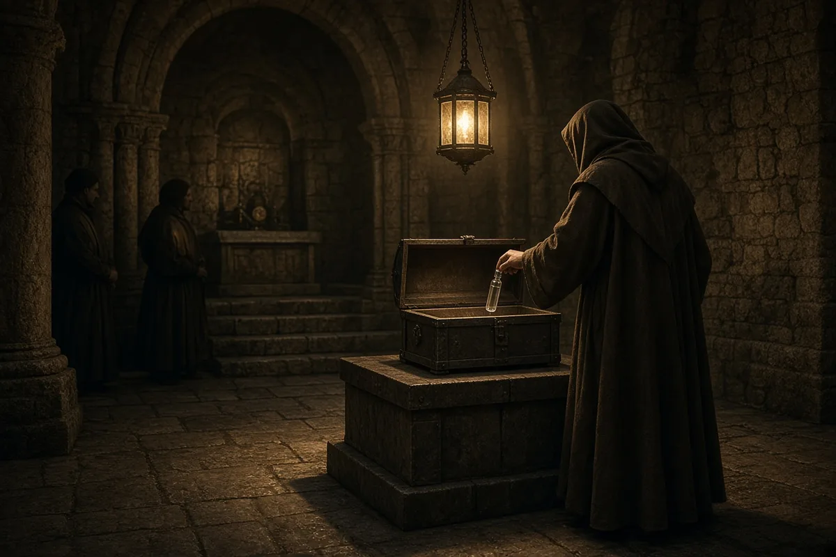 The blood relic is preserved in sealed glass ampoules and returned to secure storage after each annual liquefaction event.