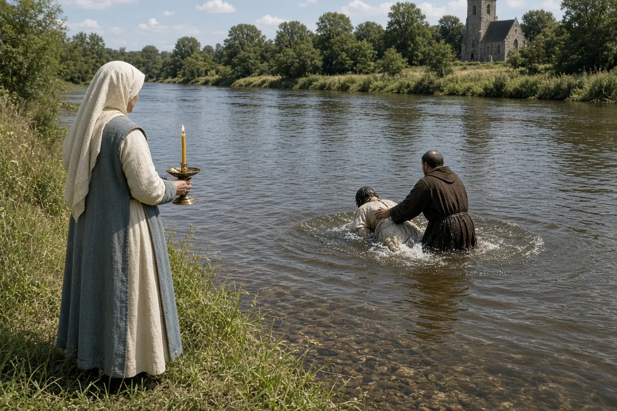 The first public baptisms in Anglo-Saxon England took place with the queen’s visible endorsement.