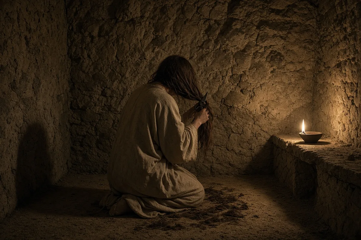 Clare renounced her former life by cutting her hair and adopting the simple religious garb.