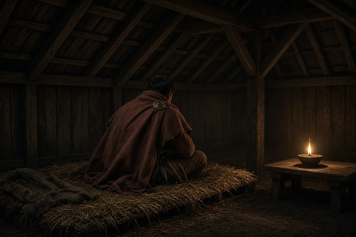 Martin returned to his quarters wearing the remaining half of his cloak.