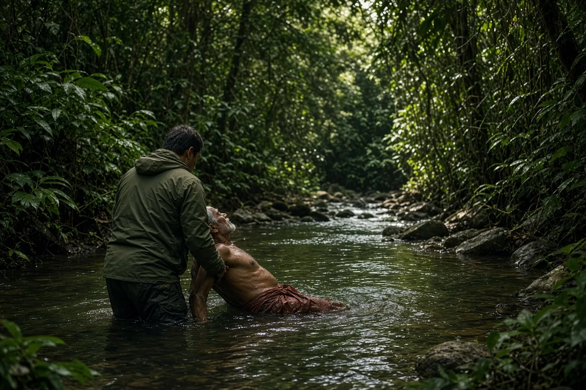 Decades later, Steve Saint, son of Nate Saint, baptized Mincaye in the Ecuadorian jungle at the old warrior's request.