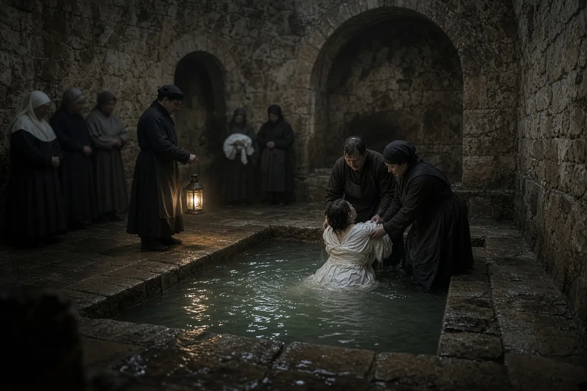 She was immersed in the Lourdes spring as part of the customary ritual.