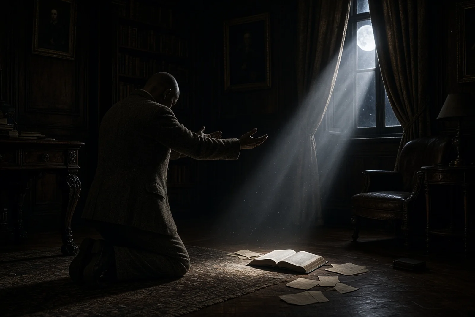 C. S. Lewis Kneels and Prays
