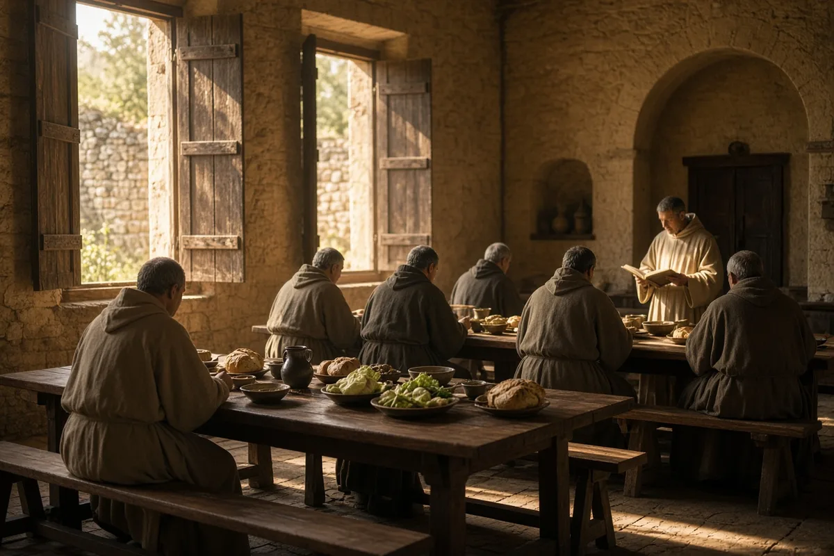 Communal meals accompanied by scriptural reading reinforced the rule at the new abbey.