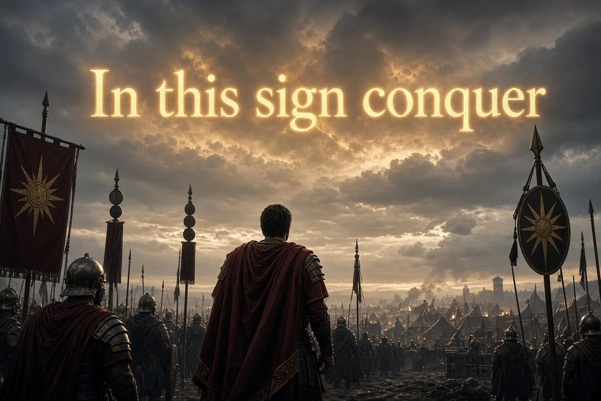 The vision included the words 'In this sign conquer' directing Constantine's actions.