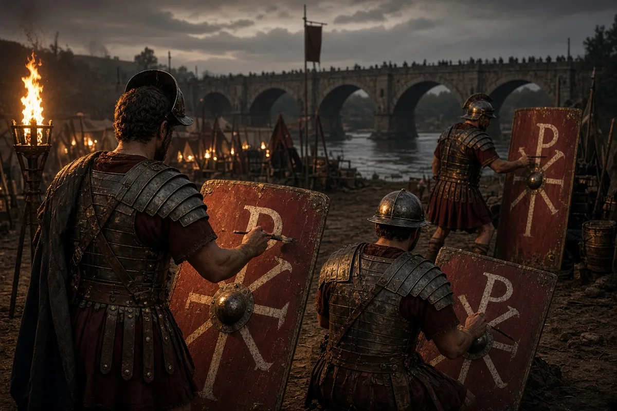 Constantine ordered his troops to mark their shields with the Chi-Rho before the battle.