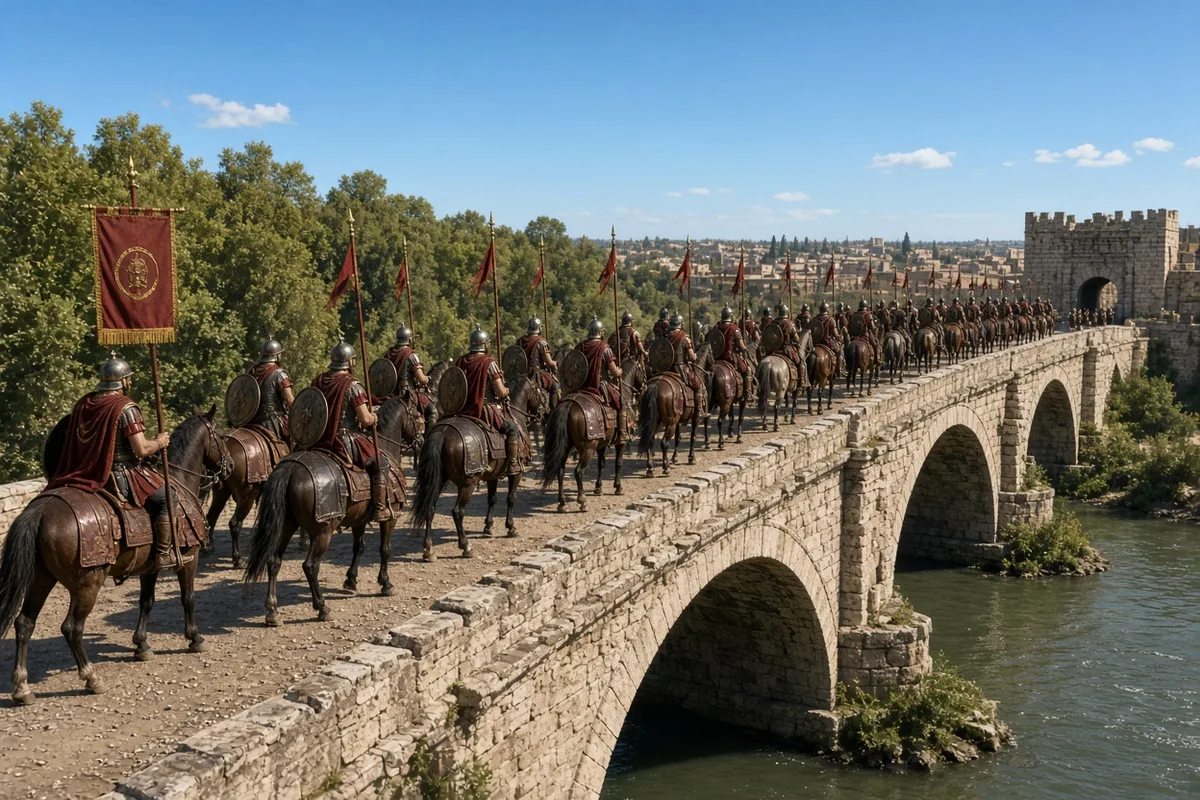 Constantine's forces defeated Maxentius at the Battle of the Milvian Bridge in 312.