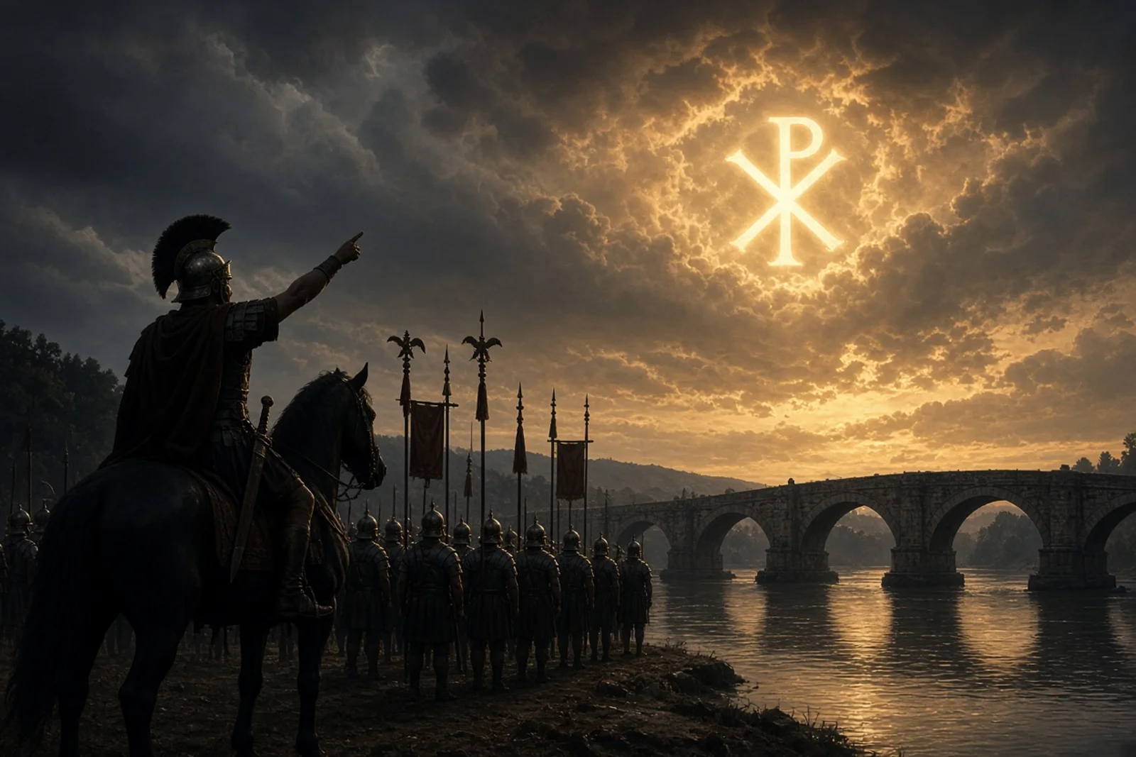 Constantine Sees the Chi-Rho Before Milvian Bridge