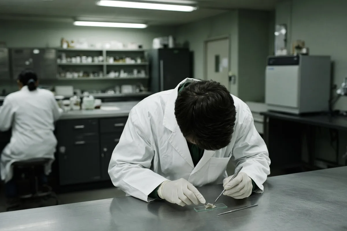 Tissue samples were sectioned from the fragment for microscopic analysis.
