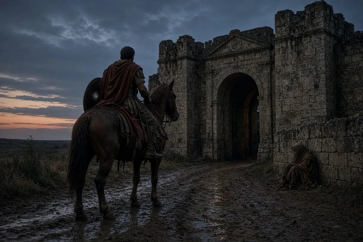 Martin, a young Roman soldier stationed in Gaul, encountered a freezing beggar at the city gates of Amiens in 336.