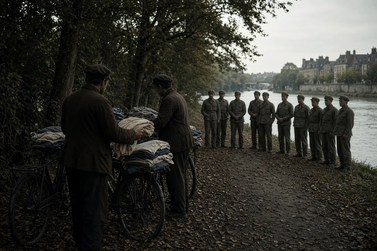 Despite recent occupation, people in Le Mans provided garments to captured soldiers in 1945.