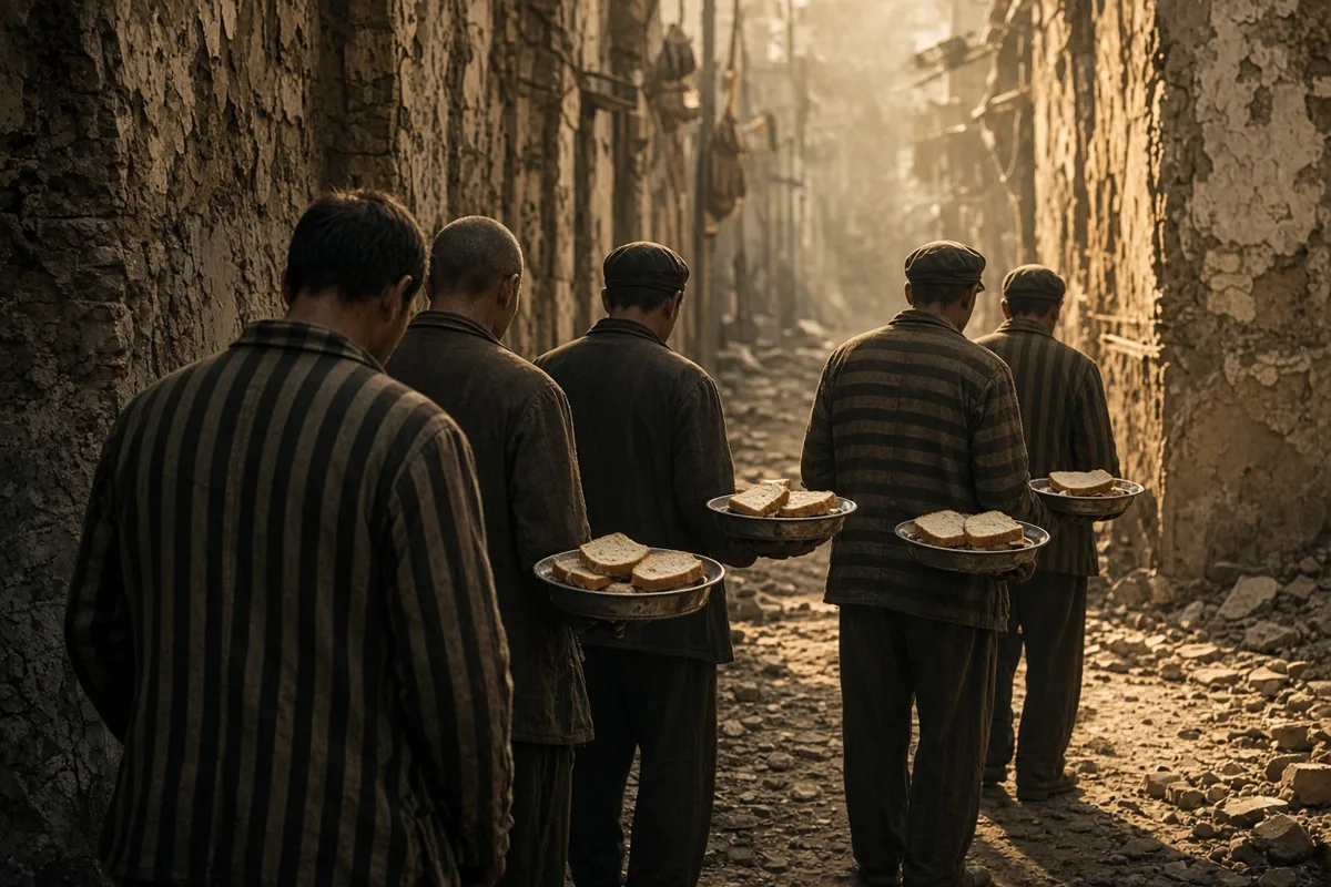 Bread was shared with POWs by Le Mans locals modeling mercy after the war in 1945.