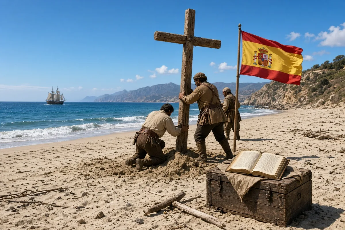 Columbus claimed the island for Spain and Christianity during the first landfall.