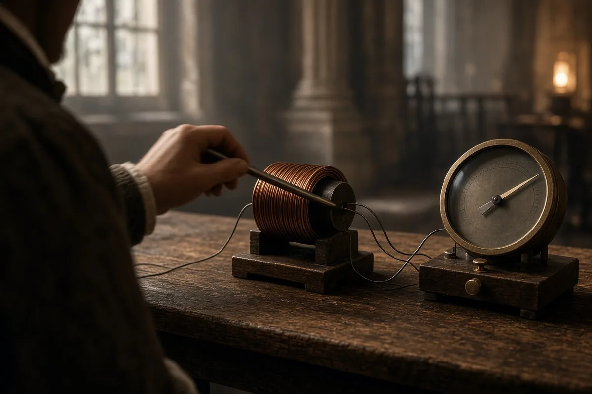 Faraday discovered electromagnetic induction by moving a magnet through a coil of wire, generating an electric current and laying the foundation for all modern electrical generators.