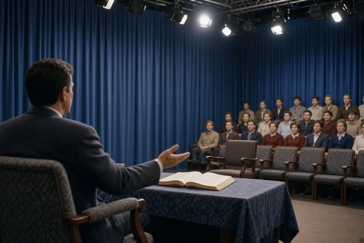 Kirk Cameron described his conversion story to a live studio audience in 1990.