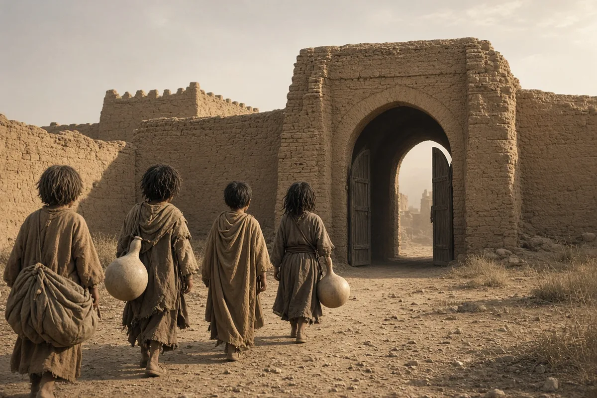 The orphans arrived safely after the perilous trek across the Yellow River.
