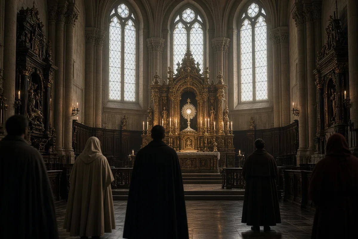The host was installed for public veneration in the church.