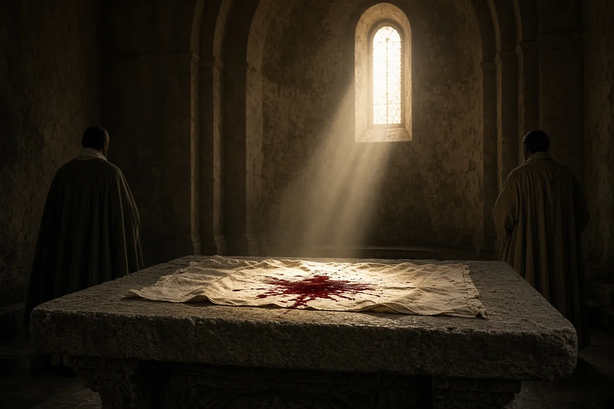 The blood stained the corporal used to hold the host.