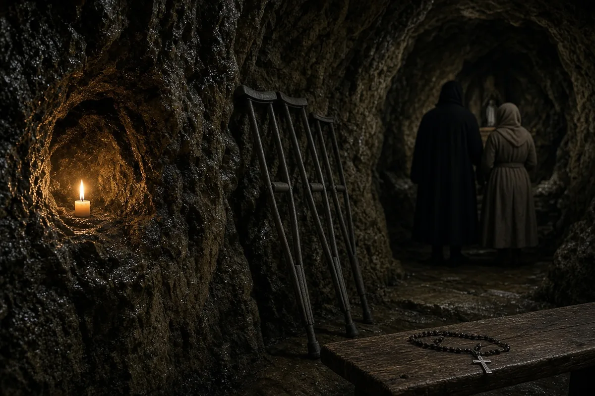 Anne-Marie Ménage visited the grotto at Lourdes during her 1946 pilgrimage.