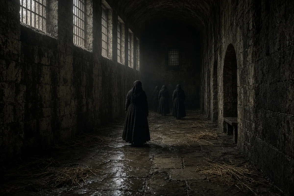 Overcrowding and lack of sanitation defined the female section of Newgate Prison in the early nineteenth century.