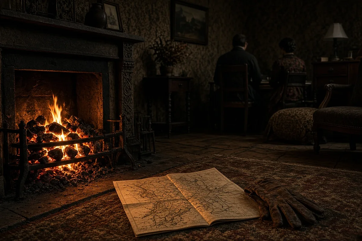 She spent part of the evening studying maps of distant mission fields by the fire.