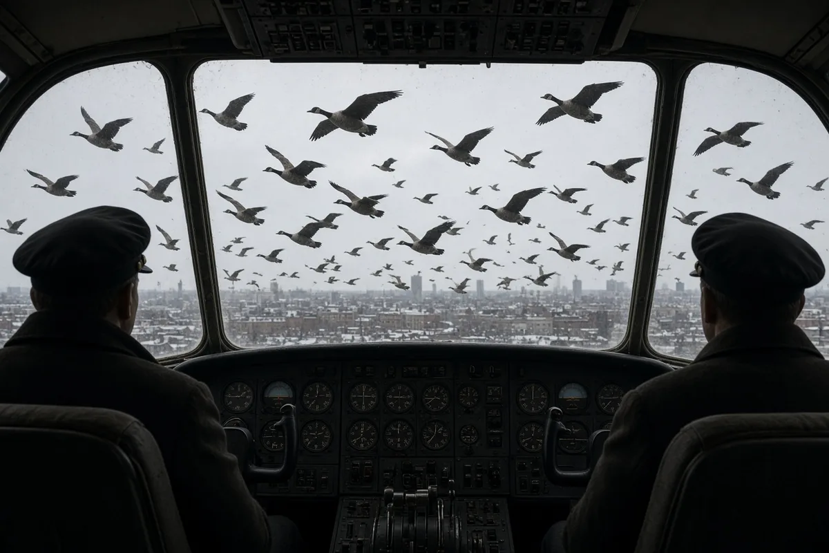 Moments after takeoff from LaGuardia, Flight 1549 struck a flock of Canada geese at roughly 2,700 feet, disabling both engines.