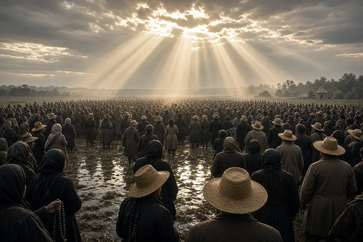 Eyewitness accounts note the clouds parting to reveal the sun shortly after the children arrived.