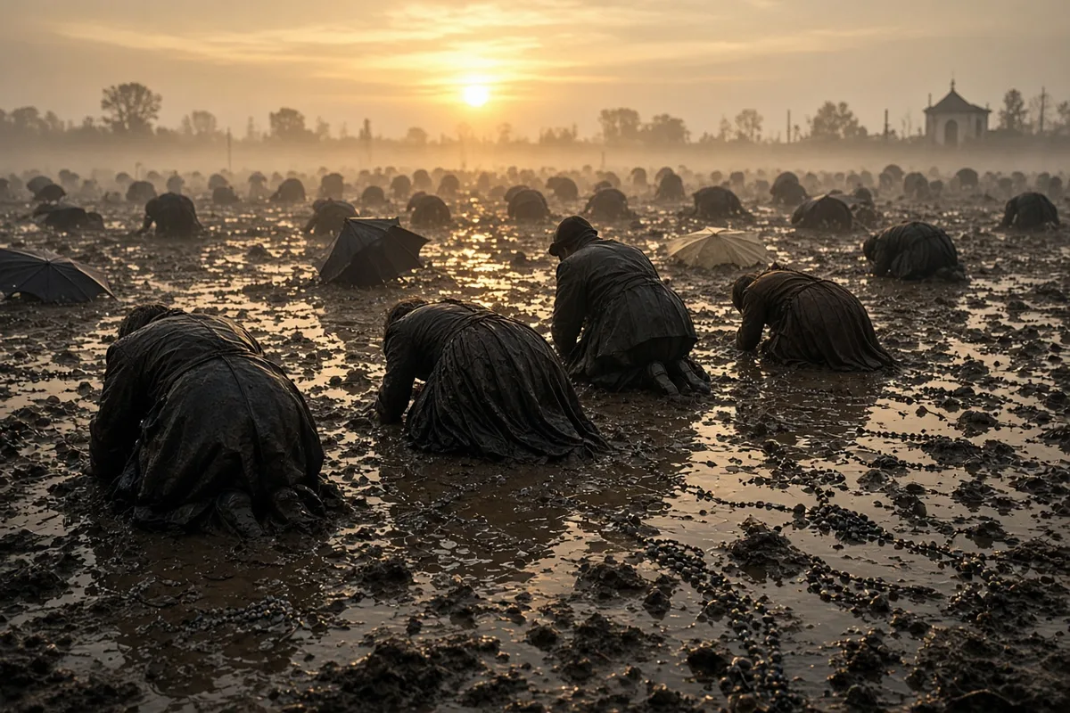 The crowd reacted with widespread prostration and cries during the solar phenomenon.