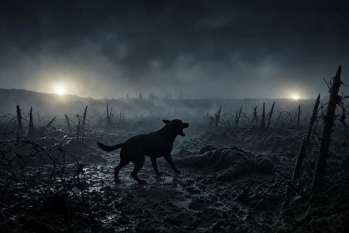 At night, Stubby searched No Man's Land for wounded soldiers, staying beside them and barking until stretcher bearers arrived.