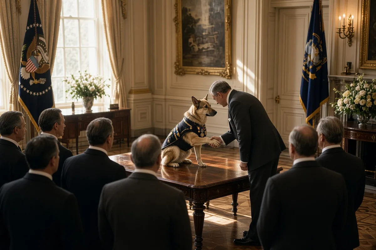 After the war, Stubby was received in Washington, where he was greeted in turn by Presidents Woodrow Wilson, Calvin Coolidge, and Warren Harding.