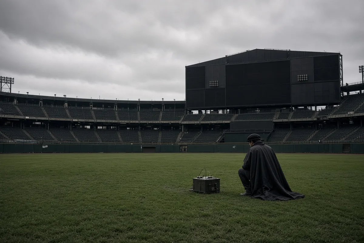 At AT&T Park, Miles 'defused' a mock explosive device in a staged rescue of the Giants' mascot from the Penguin.
