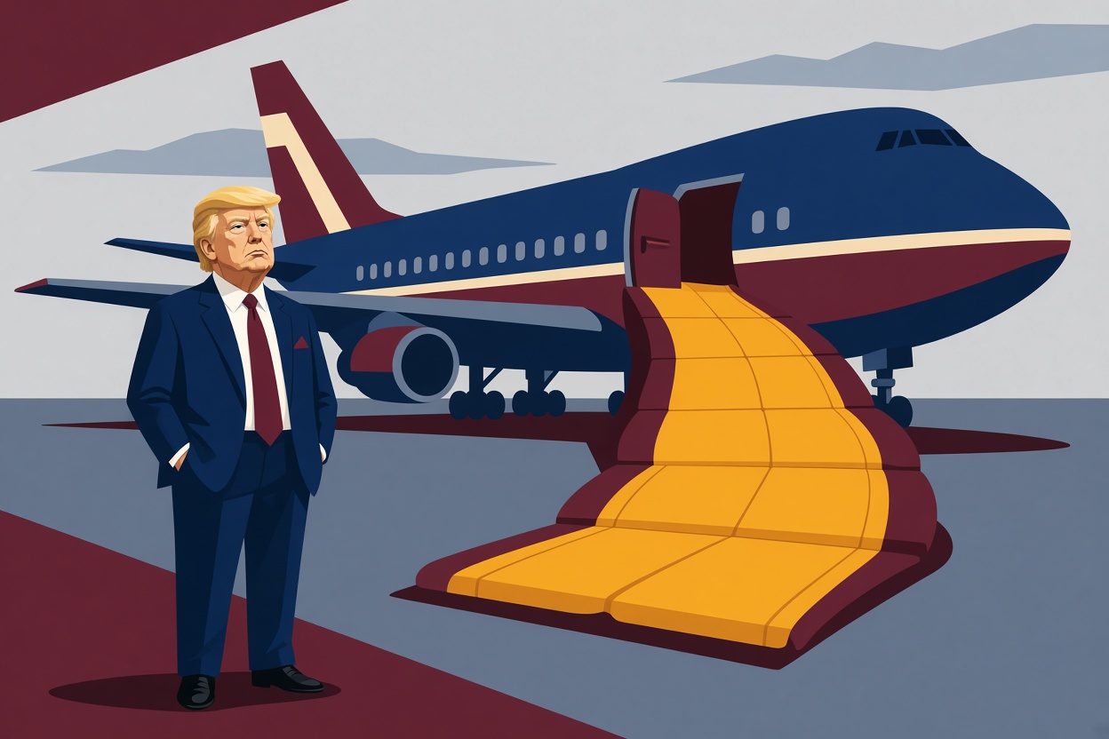Slide deploys on Trump’s Qatar-gifted jet before Dallas flight