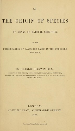 On the Origin of Species — Charles Darwin