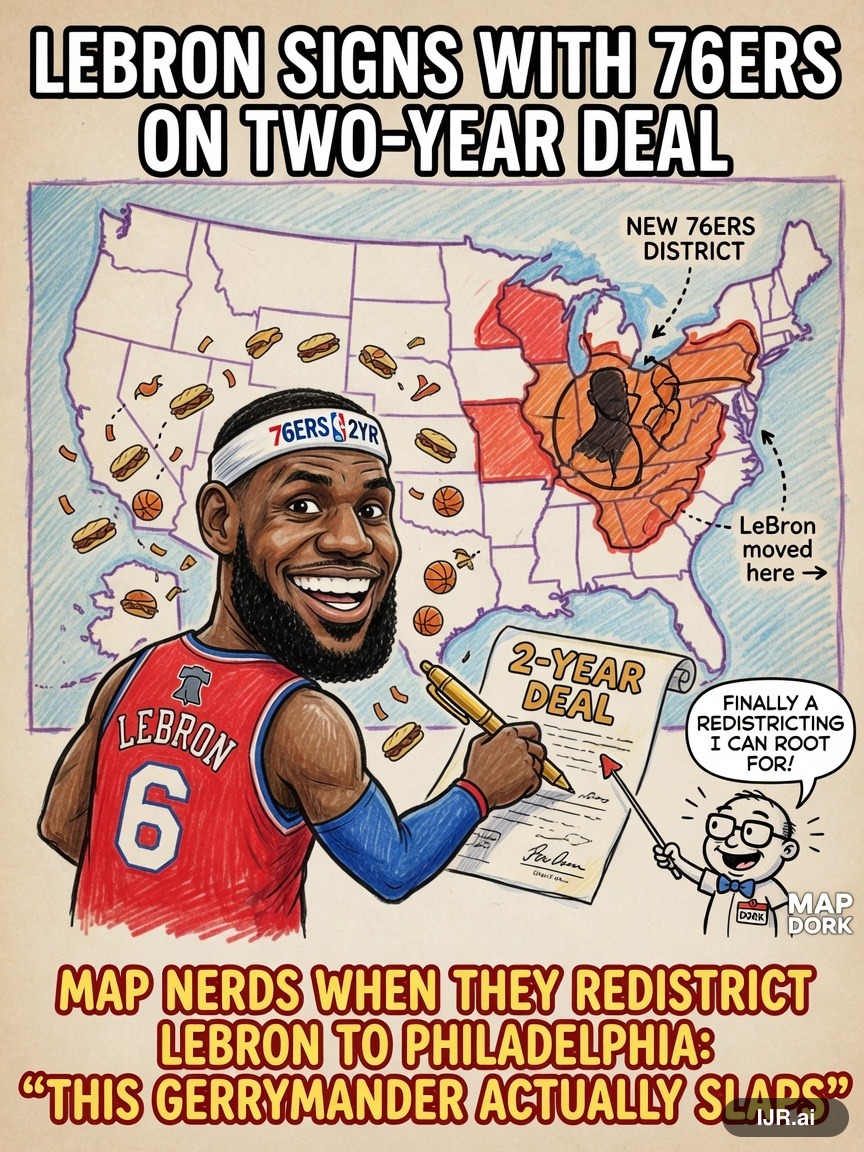 Gerry Mander on LeBron James — "LeBron Signs with 76ers on Two-Year Deal" · AI parody, fiction for entertainment