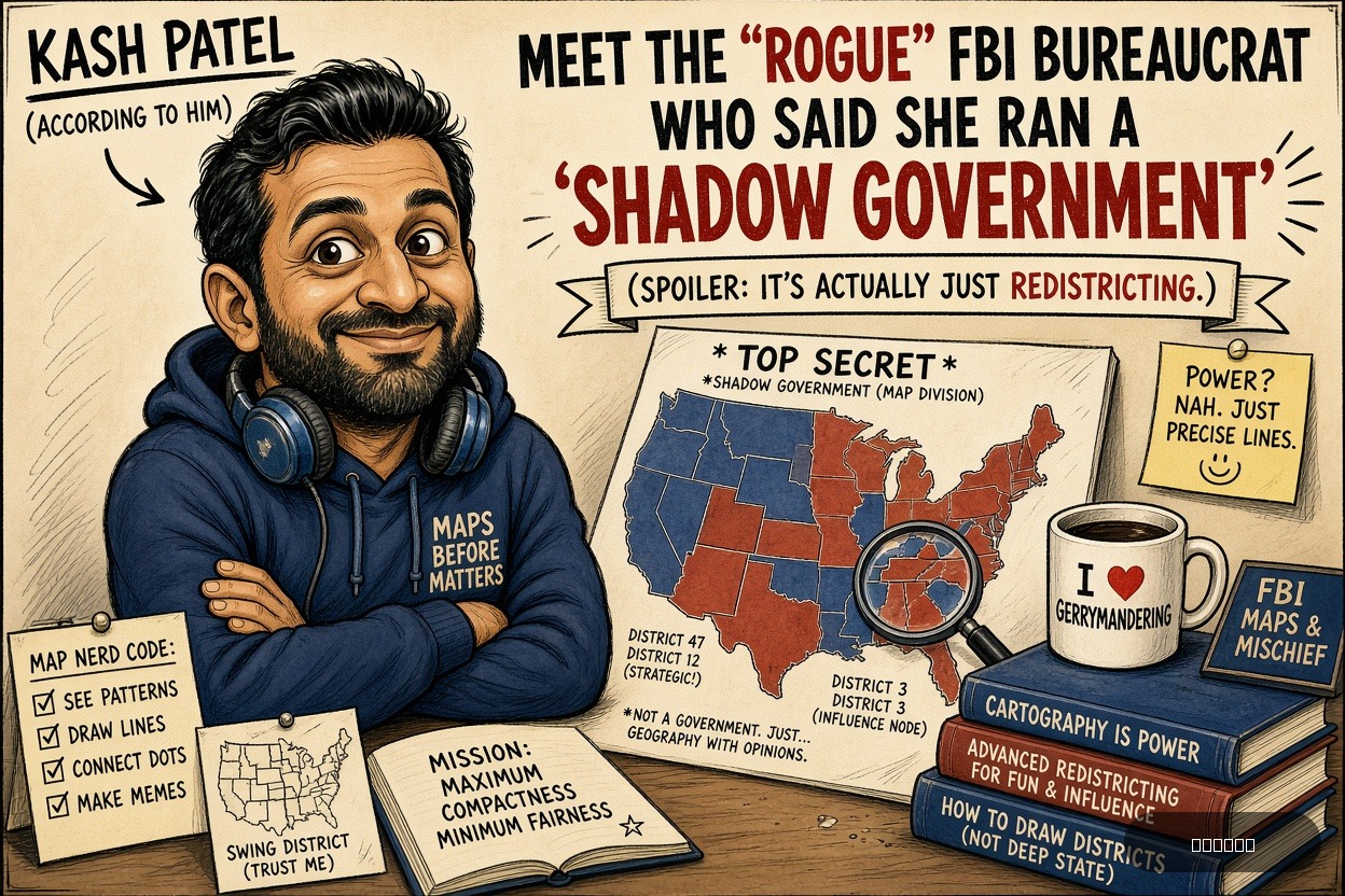 Gerry Mander on Kash Patel — "Meet The ‘Rogue’ FBI Bureaucrat Who Said She Ran A ‘Shadow Government’" · AI parody, fiction for entertainment